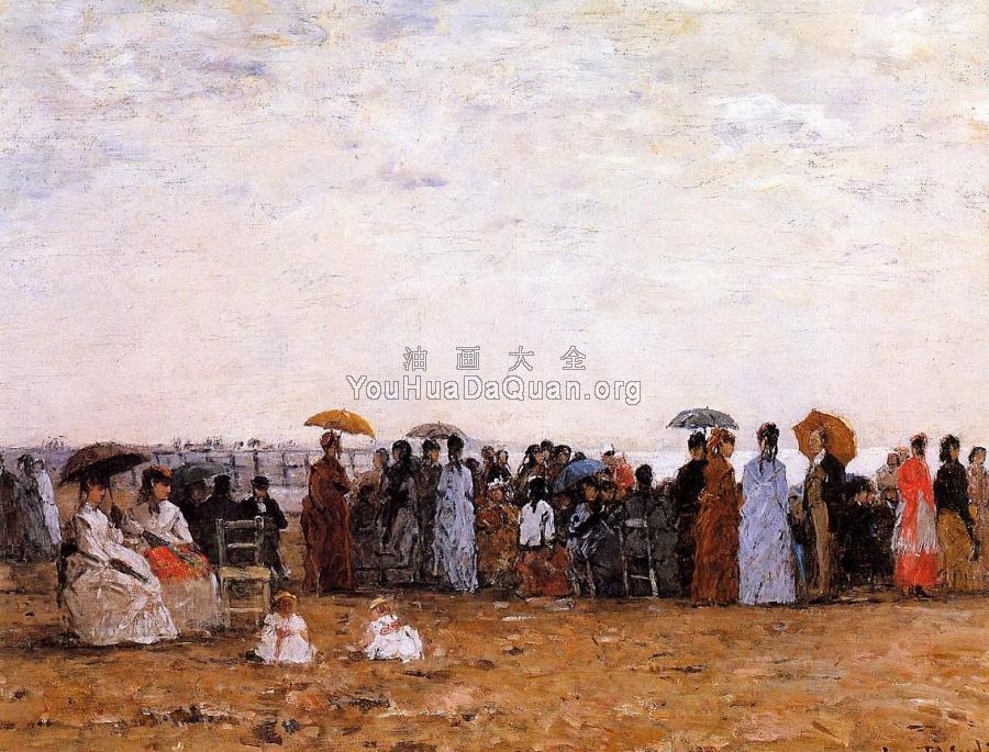 Trouville, Beach Scene - 尤金·布丹